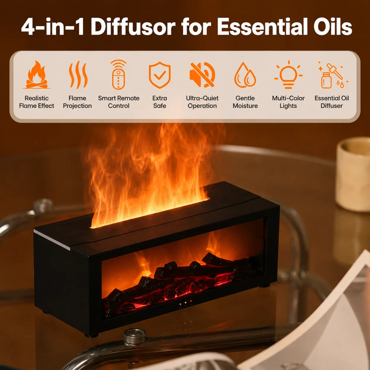 Aroma Diffuser Flameless 3D Flame & Mood Light