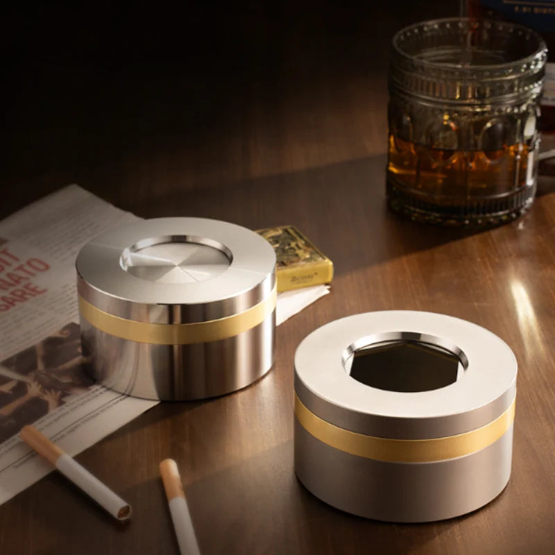 Ashtray Rotating Lid Stainless Steel Windproof