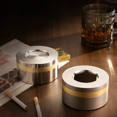 Ashtray Stainless Steel Rotating Removable Lid Leak-Proof
