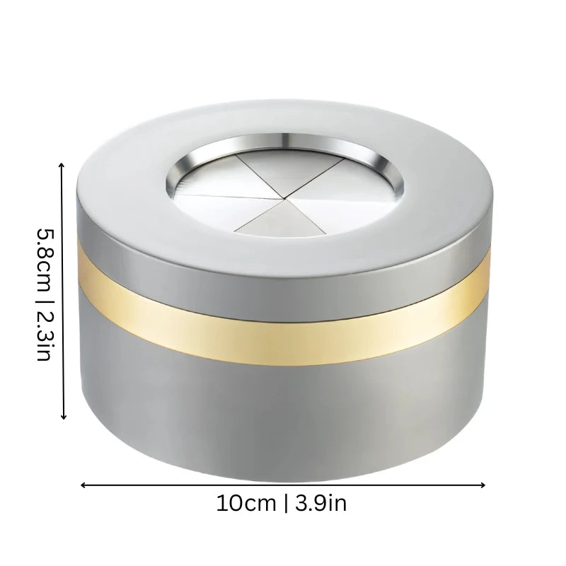 Ashtray Stainless Steel Rotating Removable Lid Leak-Proof