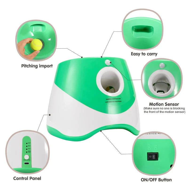 Automatic Dog Ball Launcher Rechargeable 3 Distances Motion Sensor