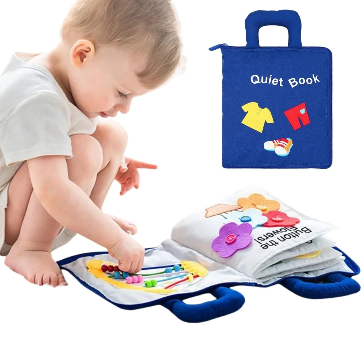 Baby Activity Book Cloth Crinkle Tabs & 3D Shapes