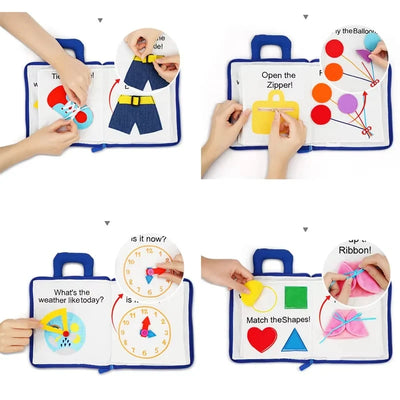 Baby Activity Book Cloth Crinkle Tabs & 3D Shapes