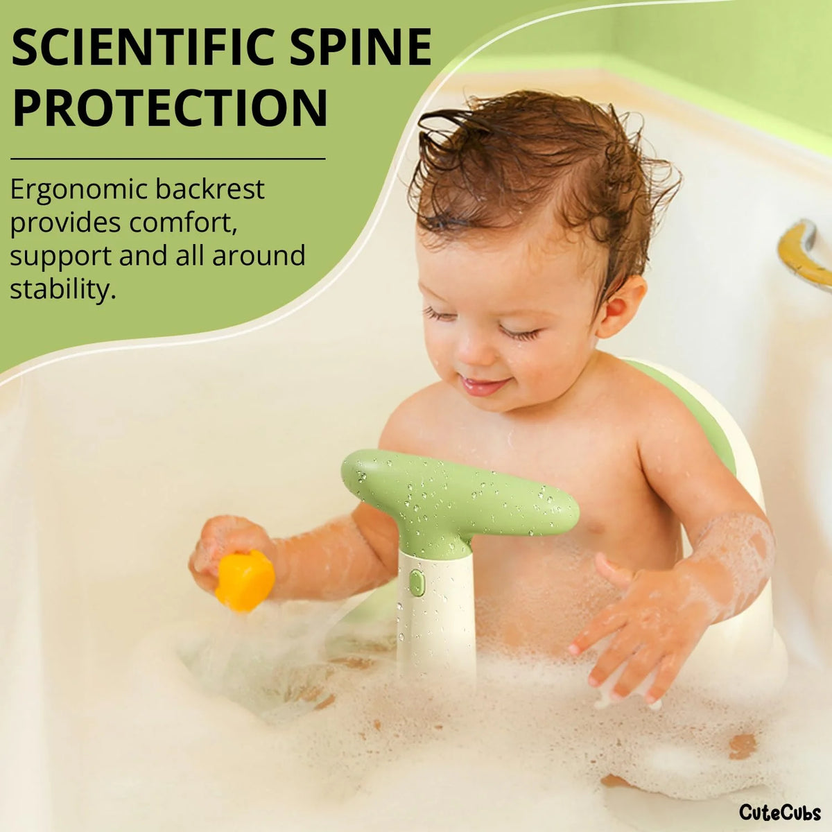 Baby Bath Seat Suction Cup Breathable Mesh & Thermometer