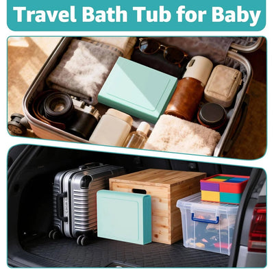 Baby Bathtub Collapsible Anti-Slip Built-In Drain