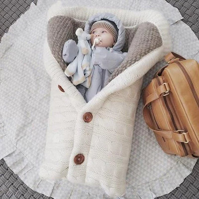 Baby Blanket Swedish Fleece & Knitted Linen