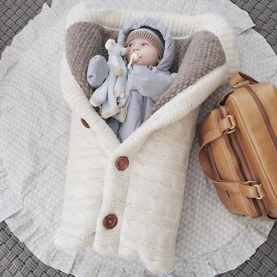 Baby Blanket Swedish Fleece & Knitted Linen