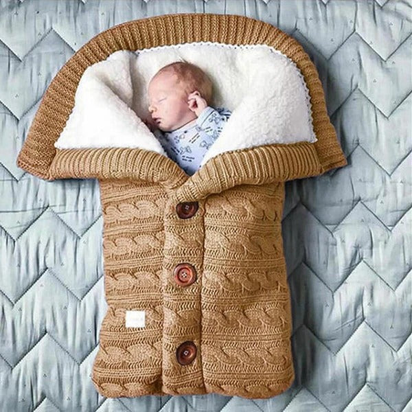 Baby Blanket Swedish Fleece & Knitted Linen