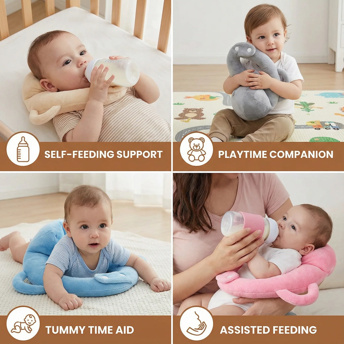 Baby Feeding Pillow Breathable Mesh Hands-Free Bottle Holder
