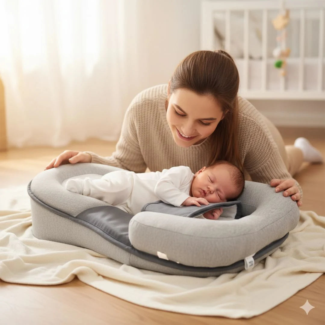 Baby Inclined Bed 15 Degree Incline & Anti-Roll Straps
