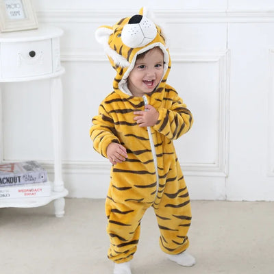 Baby Overall Cozy Fleece Animal Hood Full-Length Zipper