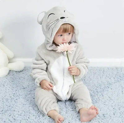 Baby Romper Animal Hooded Fleece Zipper