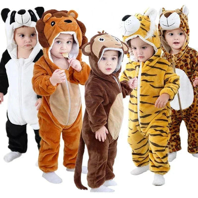 Baby Romper Animal Hooded Fleece Zipper