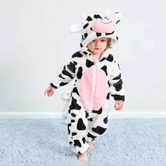 Baby Romper Animal Hooded Fleece Zipper