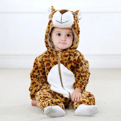 Baby Romper Animal Hooded Fleece Zipper
