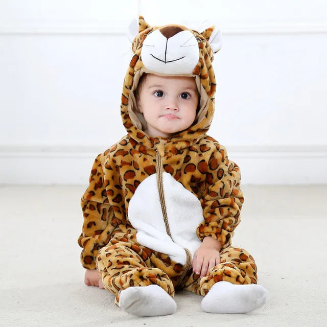 Baby Romper Animal Hooded Fleece Zipper