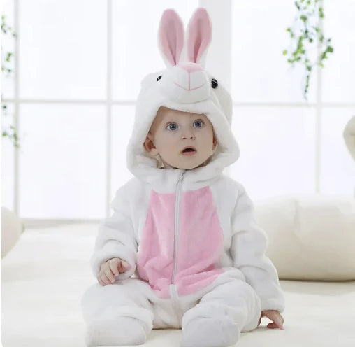 Baby Romper Animal Hooded Fleece Zipper
