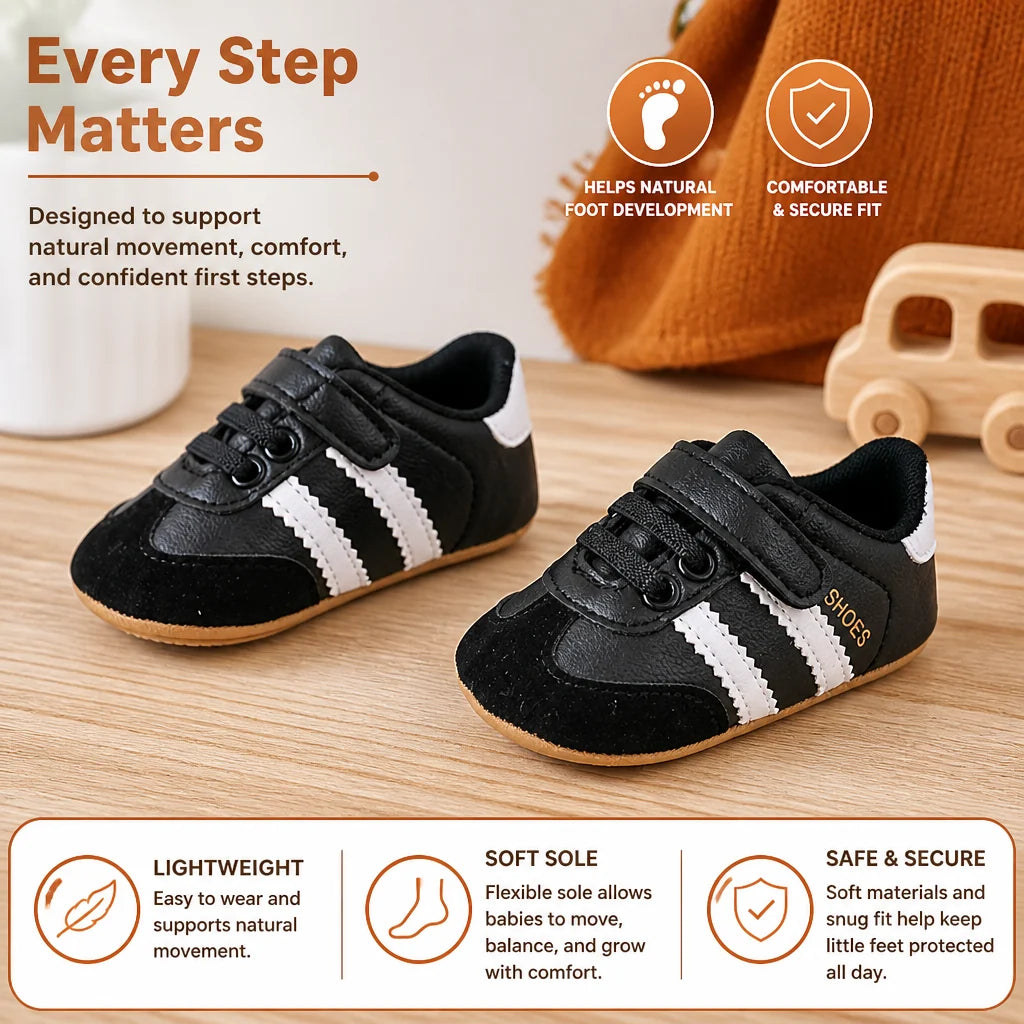 Baby Sneakers Soft Flexible Sole Hook & Loop Strap