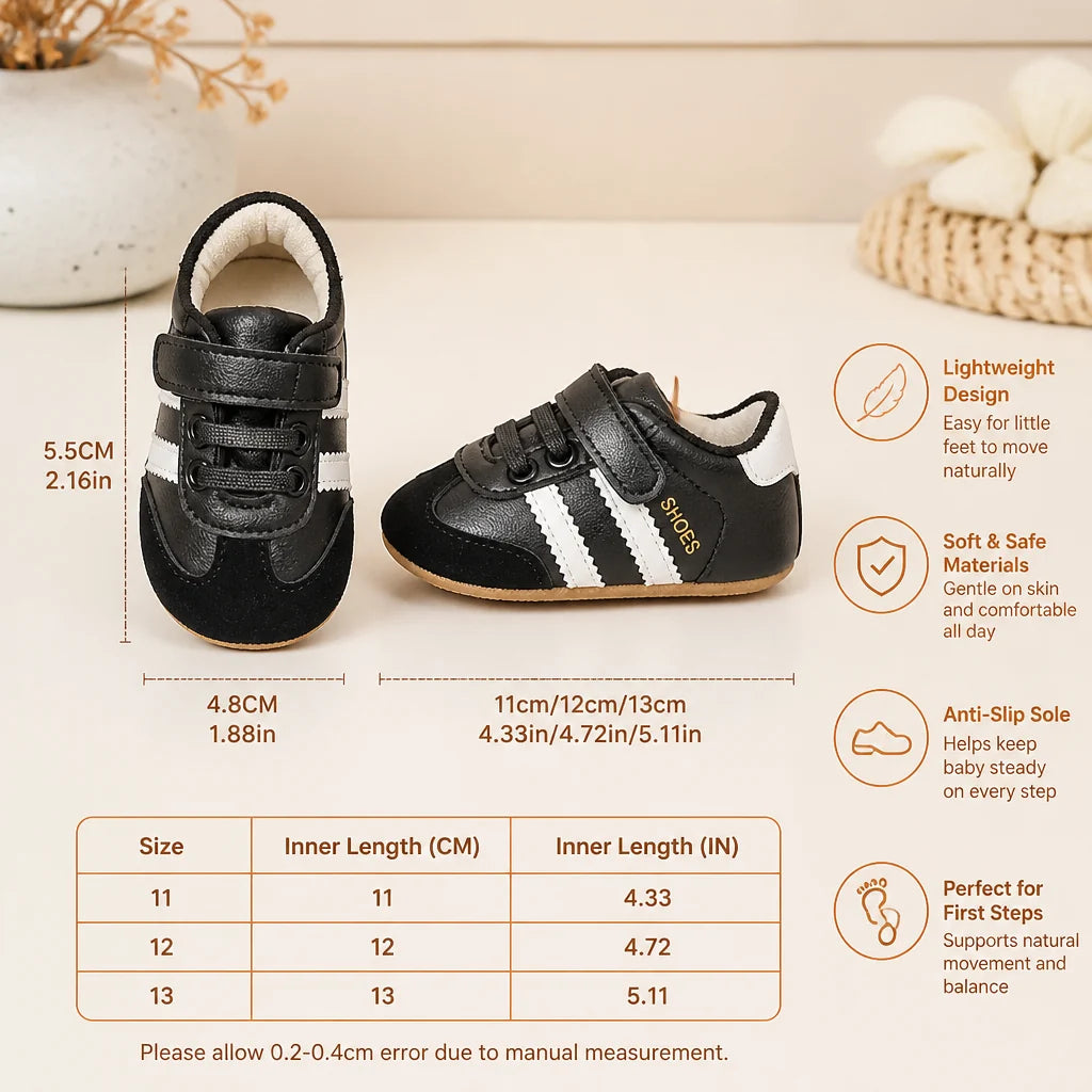 Baby Sneakers Soft Flexible Sole Hook & Loop Strap
