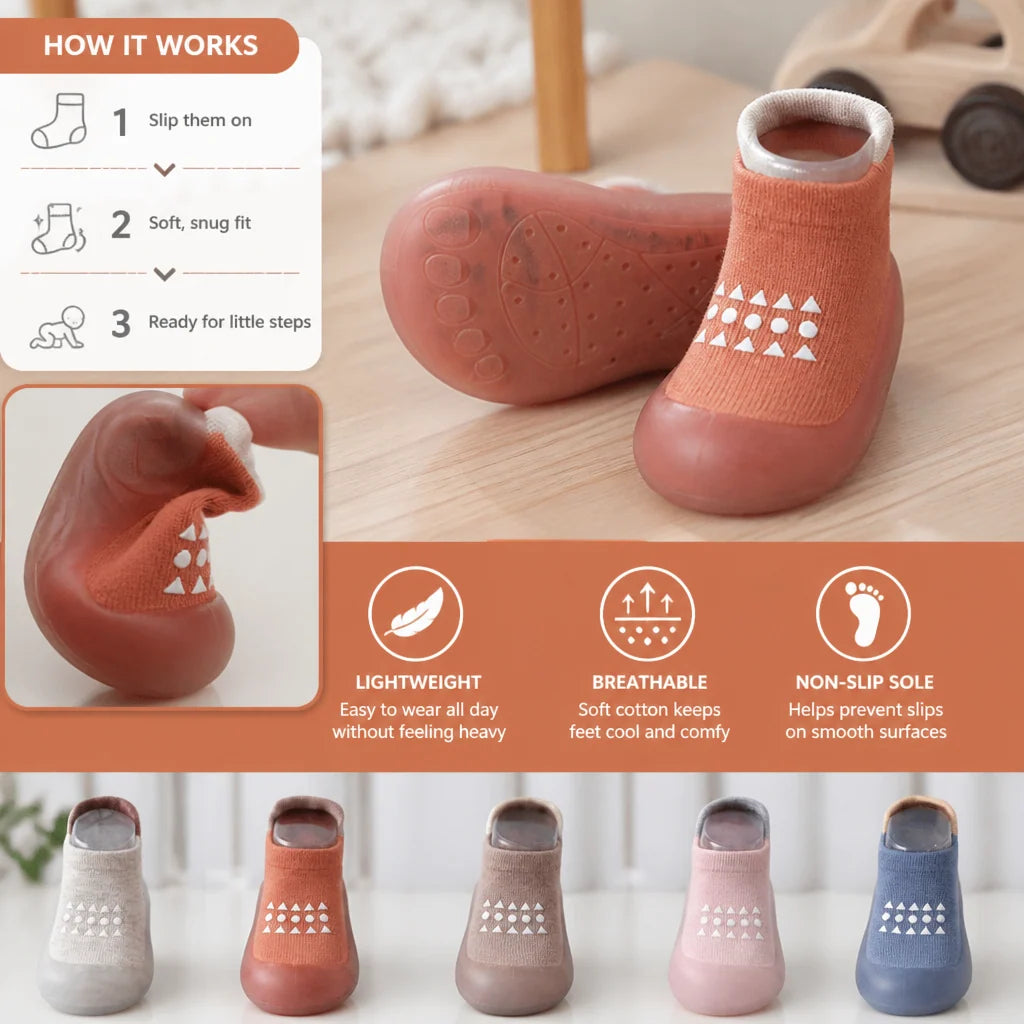 Baby Sock Shoes Breathable With Textured Grip Sole