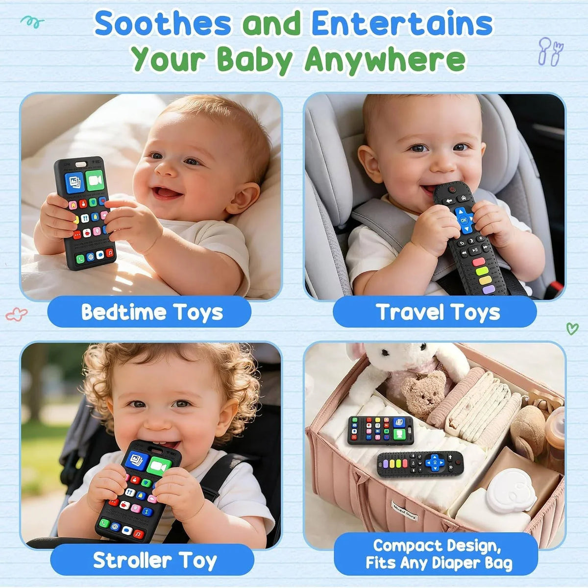 Baby Teether Set BPA-Free Silicone Textured Set of 2