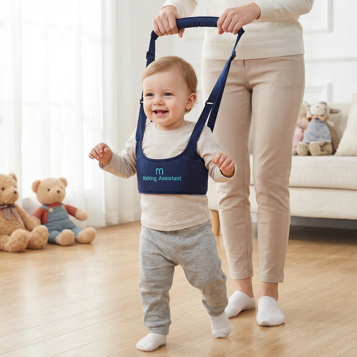 Baby Walking Harness Adjustable Chest Support Hands-Free Assistance