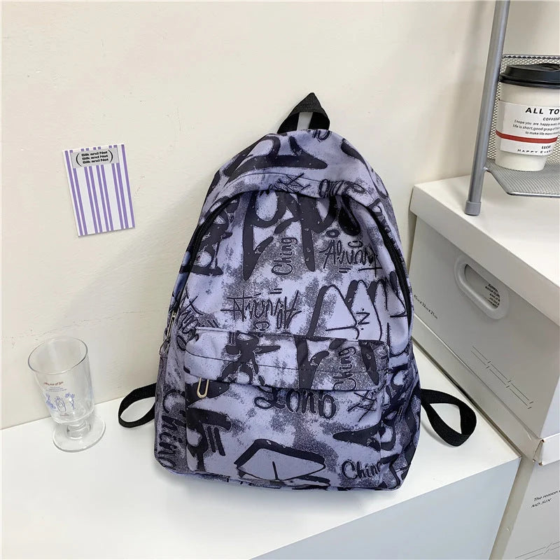 Backpack Graffiti Print Tear-Resistant Padded Adjustable Straps