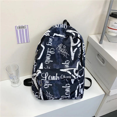 Backpack Graffiti Print Tear-Resistant Padded Adjustable Straps