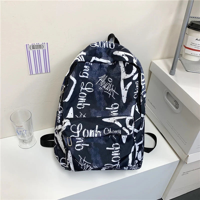 Backpack Graffiti Print Tear-Resistant Padded Adjustable Straps
