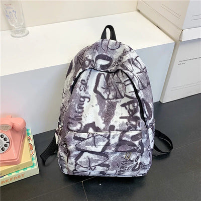 Backpack Graffiti Print Tear-Resistant Padded Adjustable Straps
