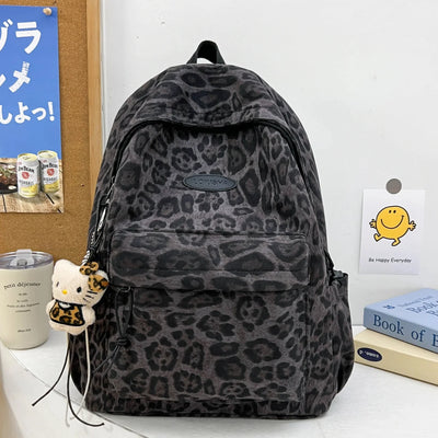 Backpack Leopard Print Front Organizer & Adjustable Straps