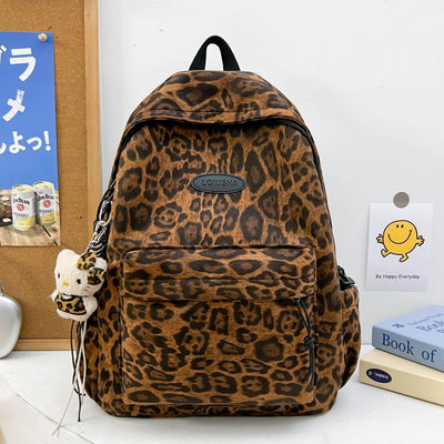 Backpack Leopard Print Front Organizer & Adjustable Straps