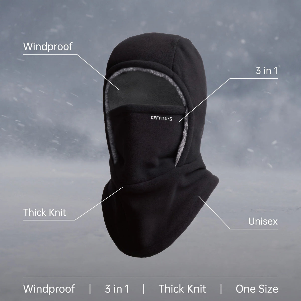 Balaclava One-Piece Windproof Knit