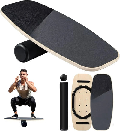 Balance Board Adjustable 9-Level Textured Grip With Roller & Ball Bases