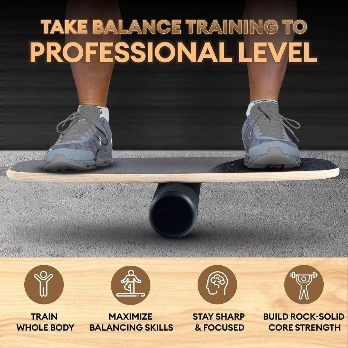 Balance Board Adjustable 9-Level Textured Grip With Roller & Ball Bases