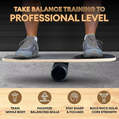 Balance Board Adjustable 9-Level Textured Grip With Roller & Ball Bases