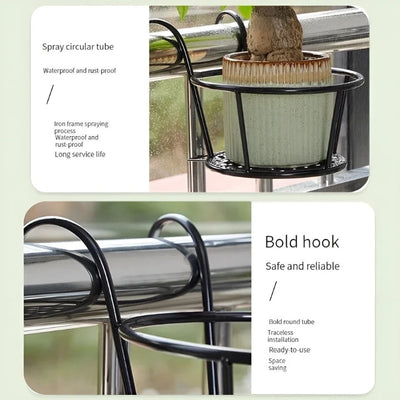Balcony Plant Hangers Metal Tool-Free Set of 3