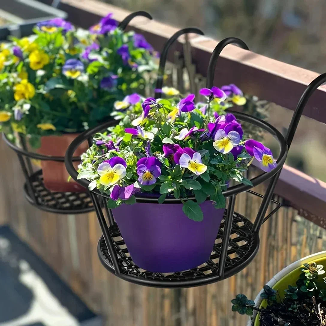 Balcony Railing Planter Hook-On Open Grid Set of 3