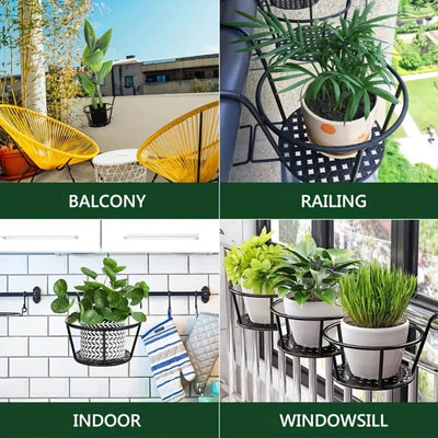 Balcony Railing Planter Hook-On Open Grid Set of 3