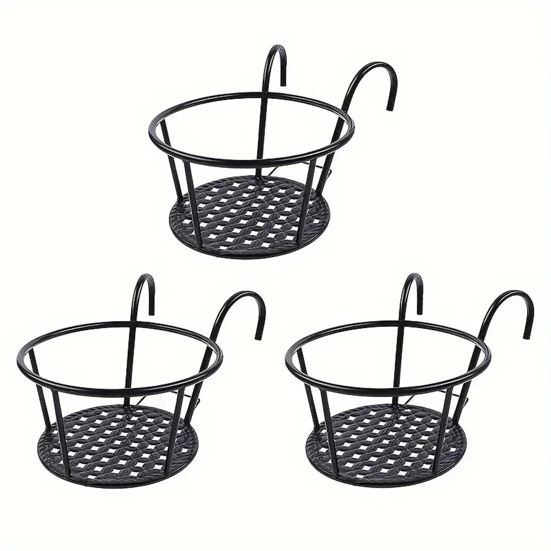 Balcony Railing Planter Hook-On Open Grid Set of 3