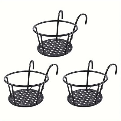Balcony Railing Planter Hook-On Open Grid Set of 3