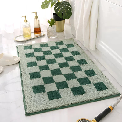 Bath Mat Checkered Microfiber Quick-Drying & Absorbent