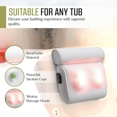 Bath Pillow Contoured Waterproof Foam Six Suction Cups
