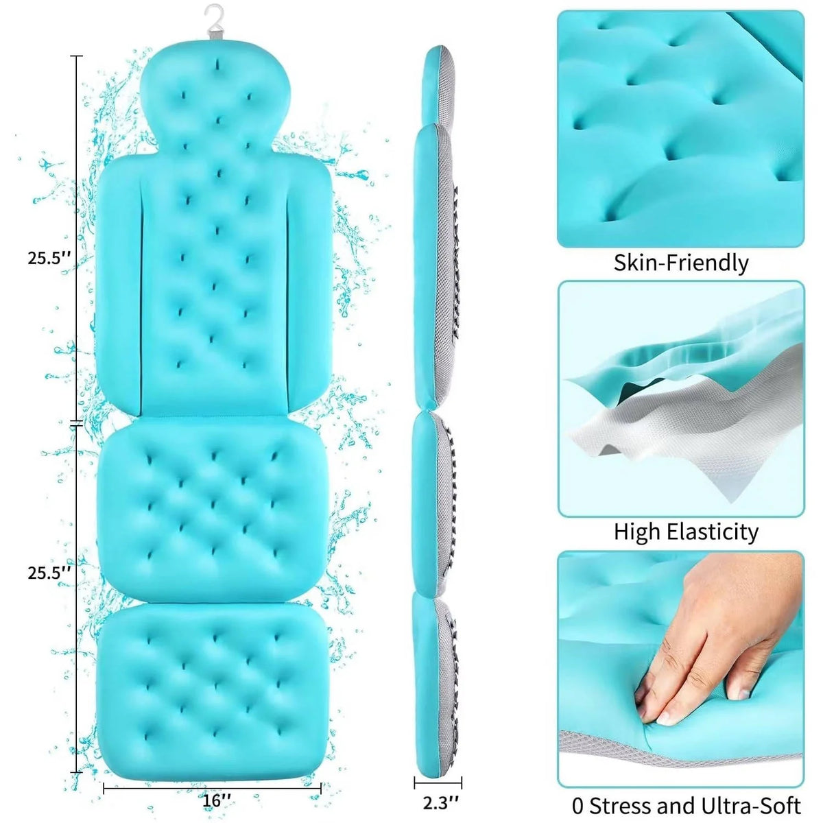 Bath Pillow Full-Body Breathable Mesh Extra-Large Suction Cups