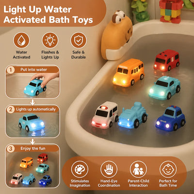 Bath Toy Cars Water-Activated Glow Floating No Batteries