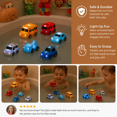 Bath Toy Cars Water-Activated Glow Floating No Batteries