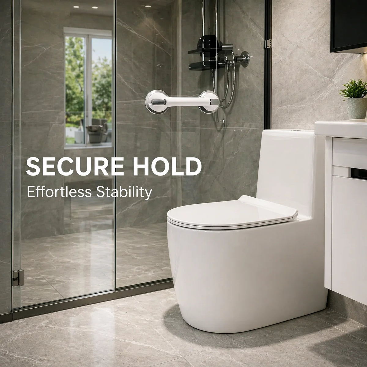 Bathroom Grab Handle Double Suction Lock 176 Lbs