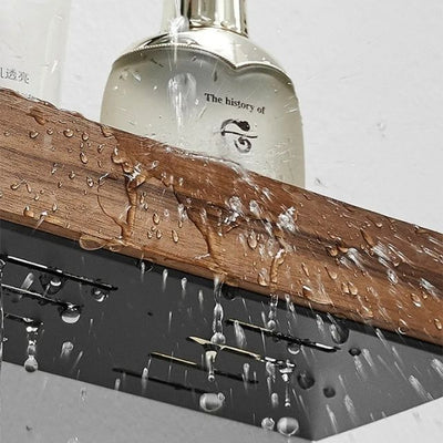 Bathroom Wall Shelf Self-Adhesive Moisture-Resistant Wood Finish