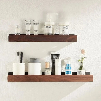 Bathroom Wall Shelf Self-Adhesive Moisture-Resistant Wood Finish