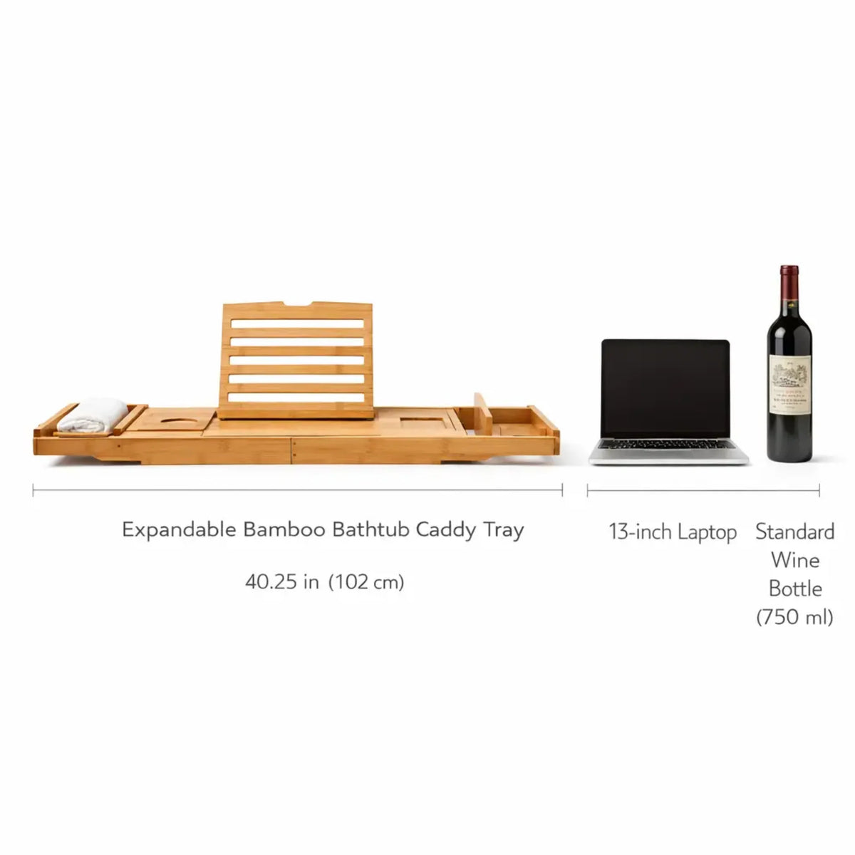 Bathtub Tray Expandable Bamboo Angled Device Holder